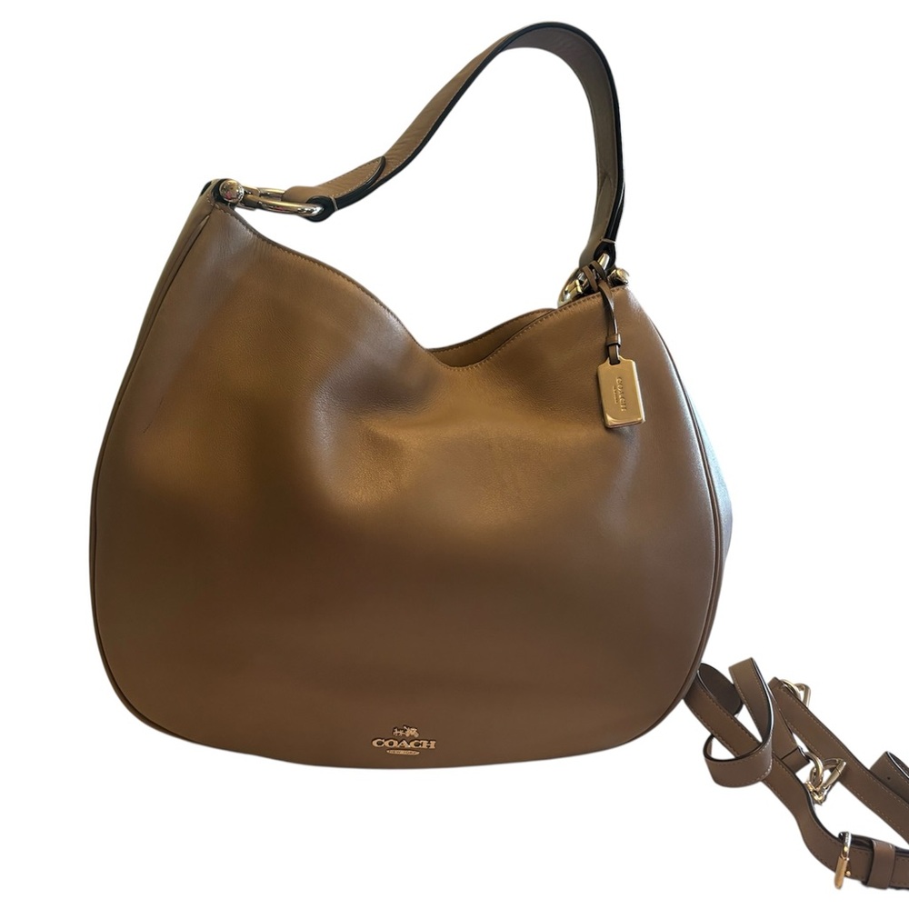 Coach Brown Leather Hobo Bag with Gold Hardware